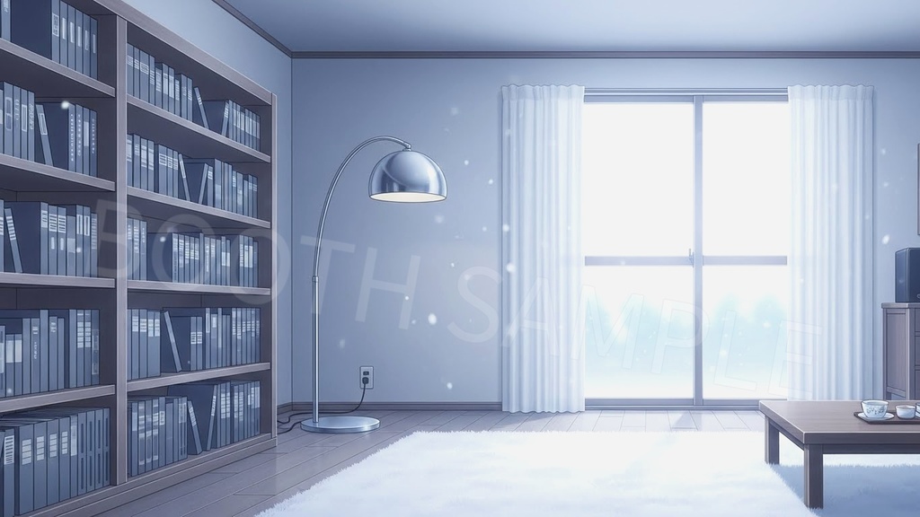 【配信背景6種】Milky Snow|雪窓ルーム背景(1920×1080/16:9・文字なし・VTuber配信素材・AI生成)