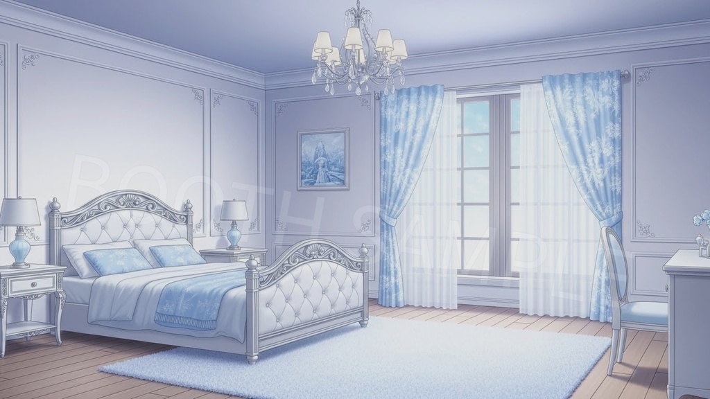 【配信背景6種】Milky Snow|雪窓ルーム背景(1920×1080/16:9・文字なし・VTuber配信素材・AI生成)