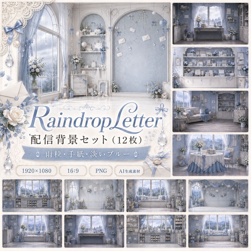 RainDrop Letter｜配信背景セット（12枚）