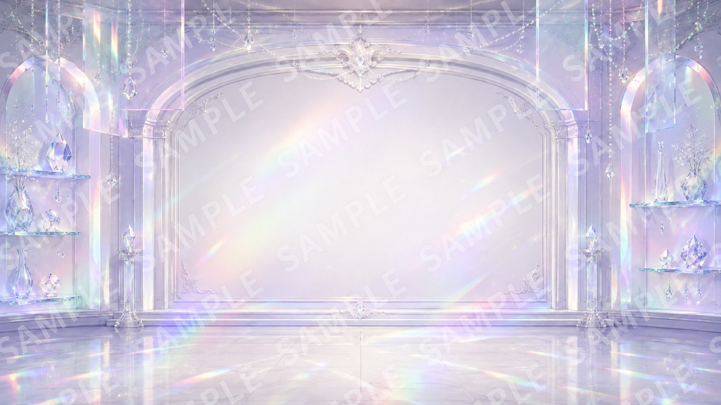 【配信背景】Prism Coat|プリズム反射と透明感の背景12枚セット【1920×1080 / PNG】