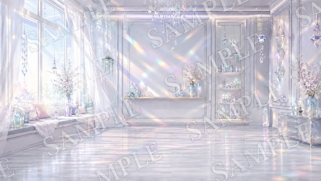 【配信背景】Prism Coat|プリズム反射と透明感の背景12枚セット【1920×1080 / PNG】