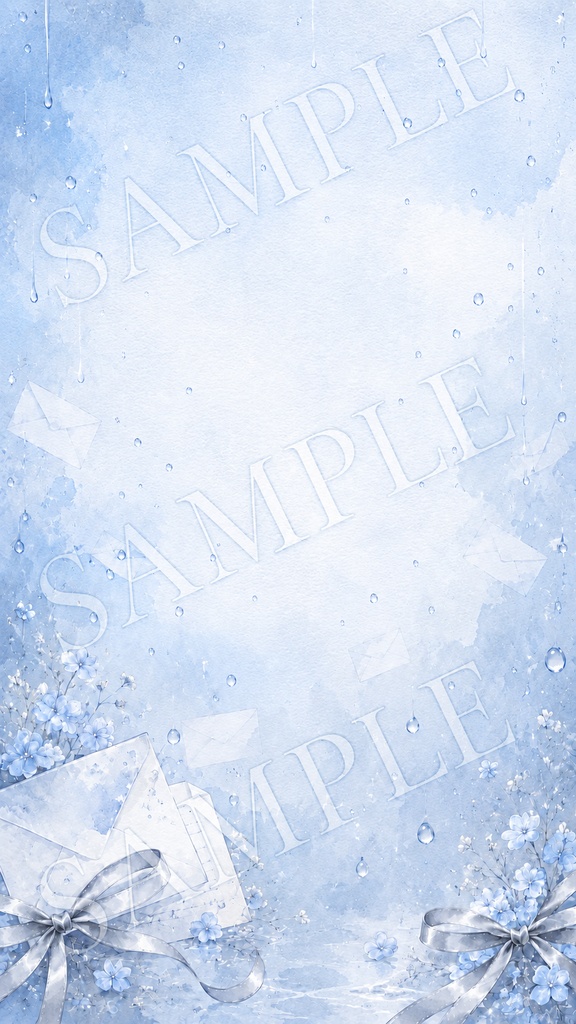 【スマホ壁紙】雨粒レター|淡いブルーの待ち受け5種セット
