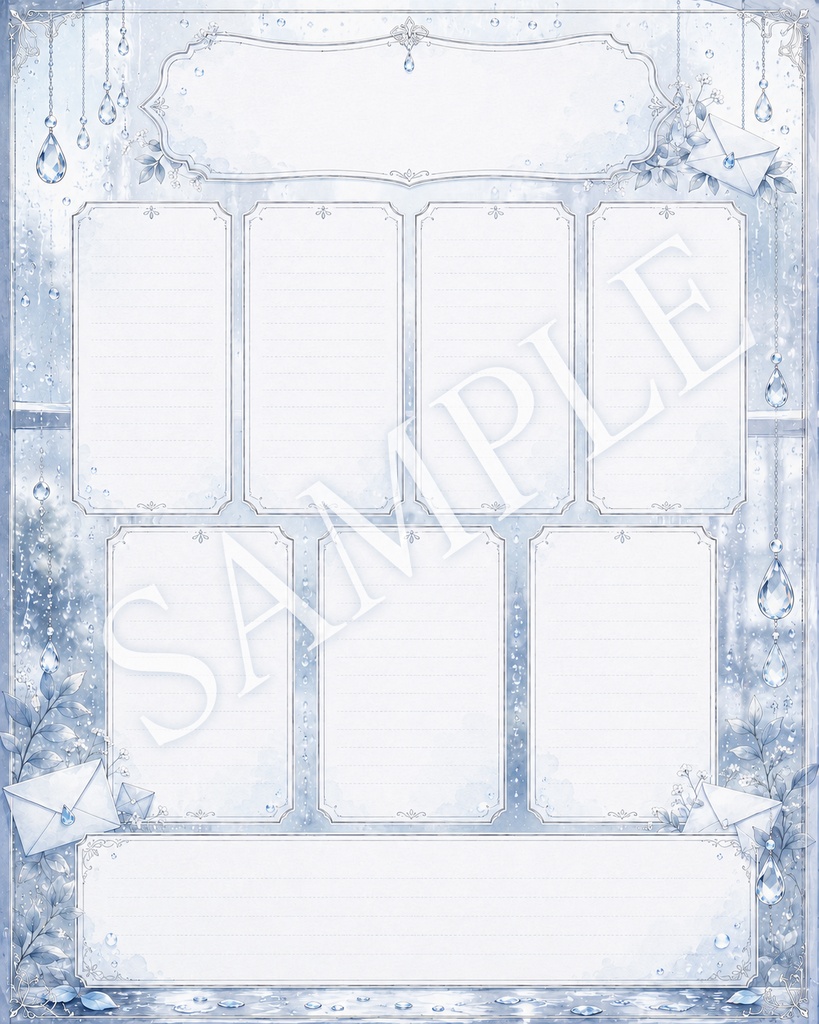 【雨粒×手紙デザイン】スケジュール素材4種セット|配信予定表・週間予定表・月間カレンダー・フリー記入テンプレ