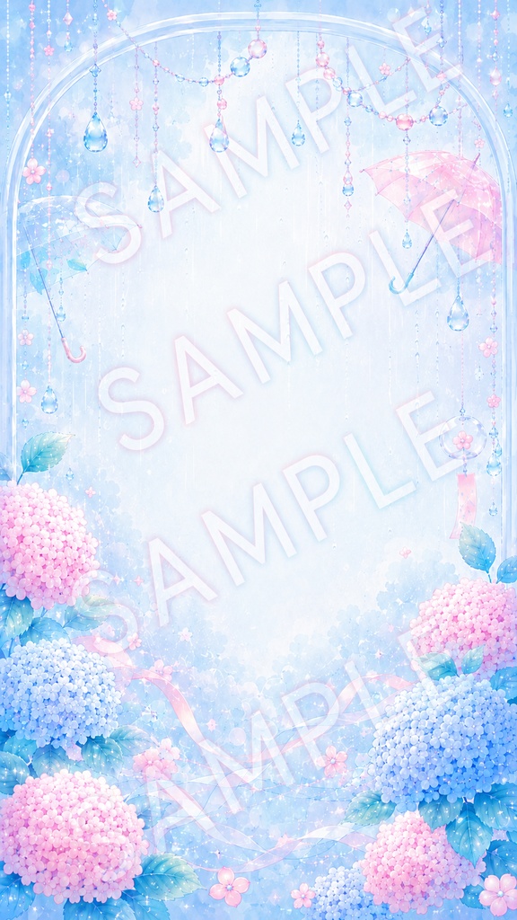 【スマホ壁紙素材】雨粒ポップ|水色×ピンクのスマホ壁紙5枚セット