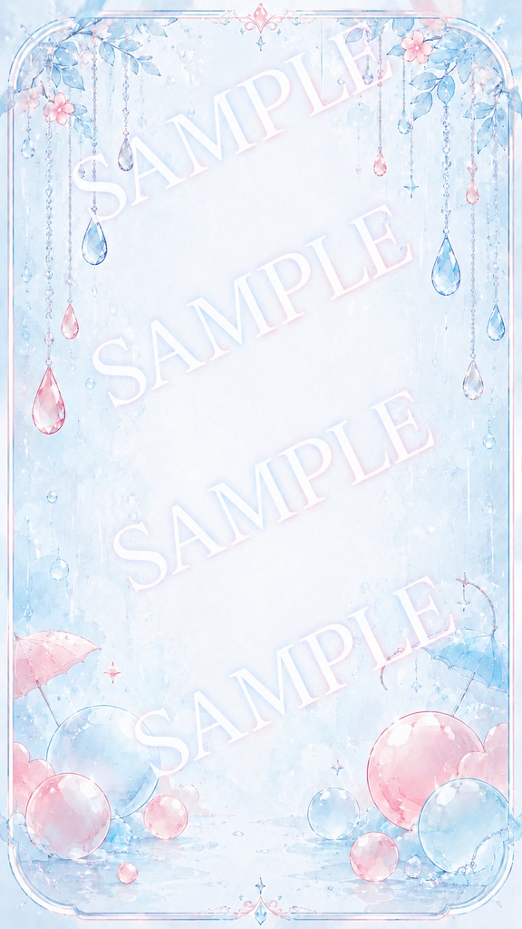 【スマホ壁紙素材】雨粒ポップ|水色×ピンクのスマホ壁紙5枚セット