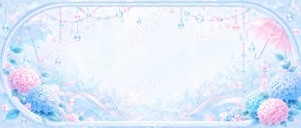 【IRIAMヘッダー素材】雨粒ポップ|水色×ピンク|3点セット