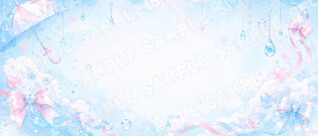 【IRIAMヘッダー素材】雨粒ポップ|水色×ピンク|3点セット