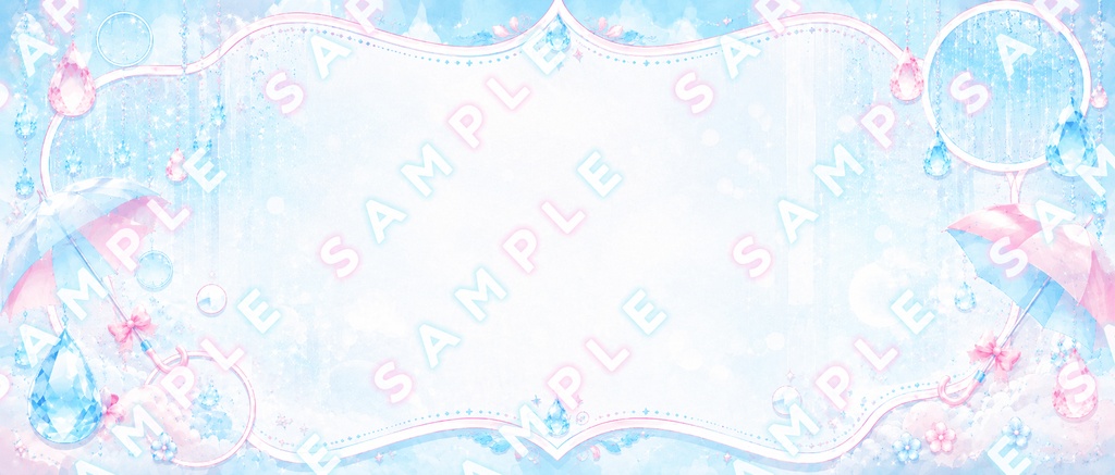 【IRIAMヘッダー素材】雨粒ポップ|水色×ピンク|3点セット