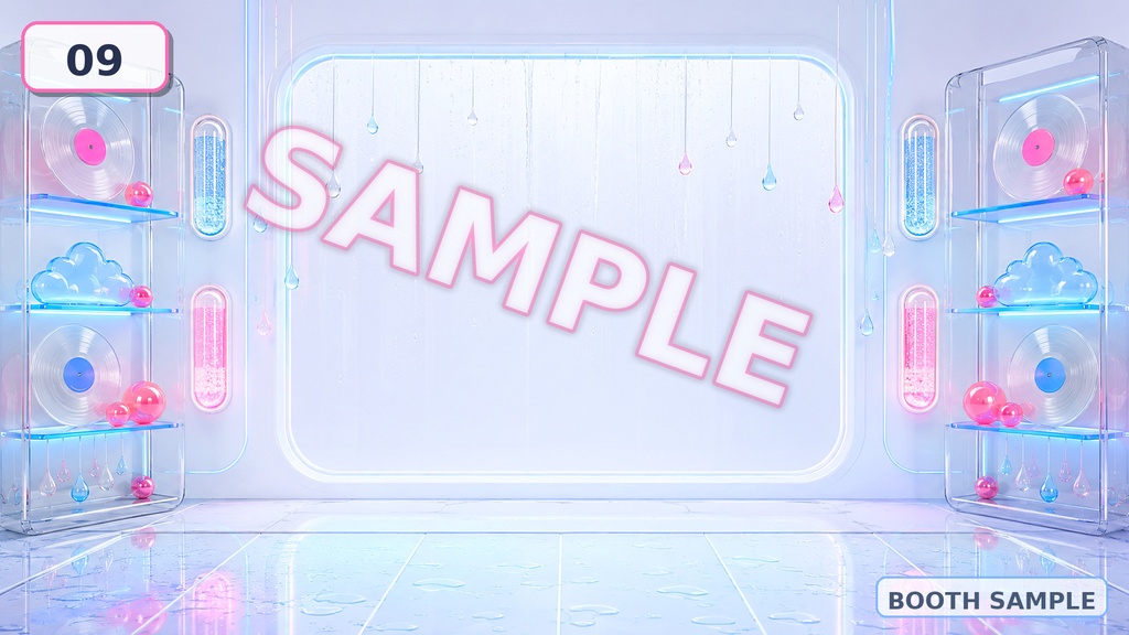 【配信背景素材】レインネオンビニール|雨×ネオン×パステル背景 全13点