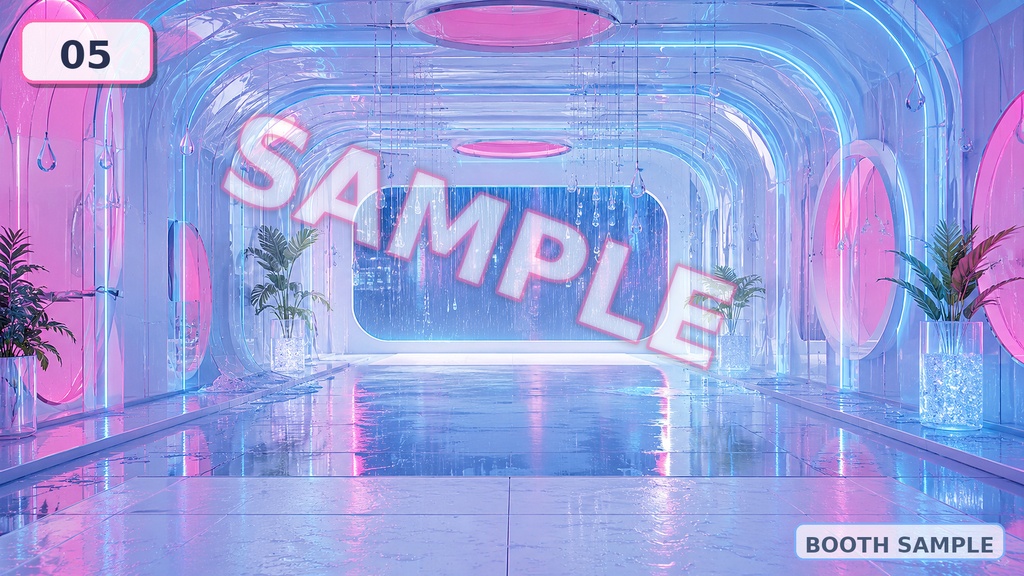 【配信背景素材】レインネオンビニール|雨×ネオン×パステル背景 全13点