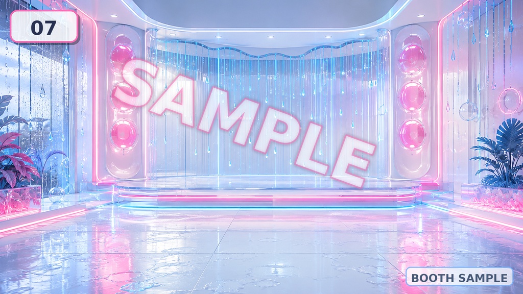 【配信背景素材】レインネオンビニール|雨×ネオン×パステル背景 全13点