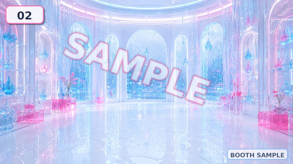 【配信背景素材】レインネオンビニール|雨×ネオン×パステル背景 全13点