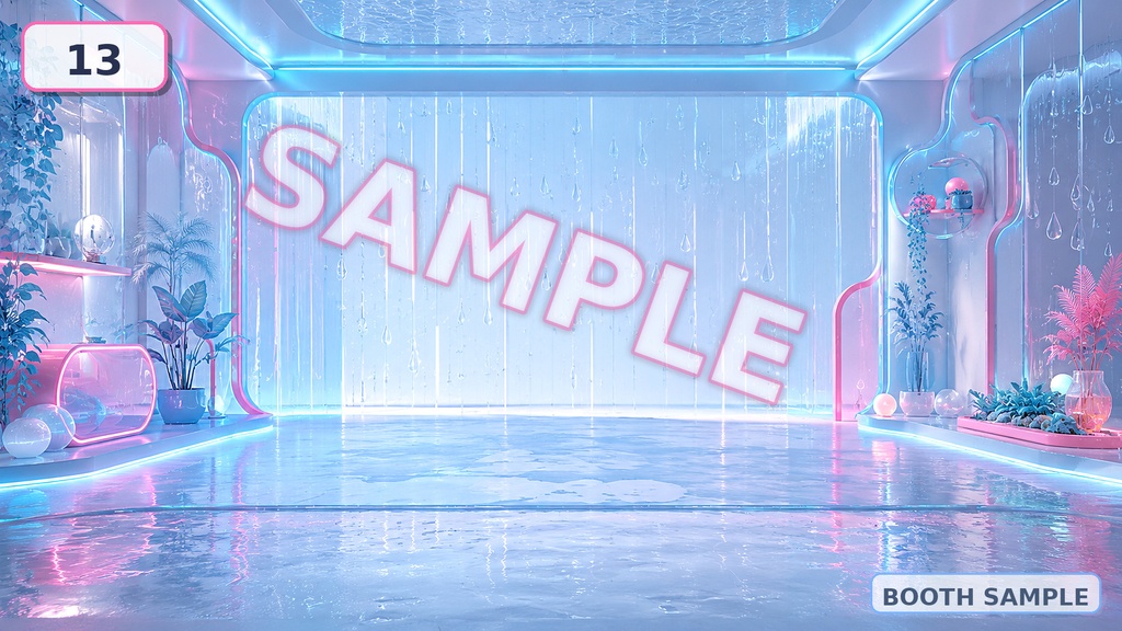 【配信背景素材】レインネオンビニール|雨×ネオン×パステル背景 全13点