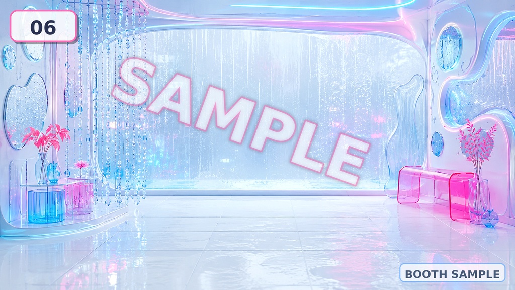 【配信背景素材】レインネオンビニール|雨×ネオン×パステル背景 全13点