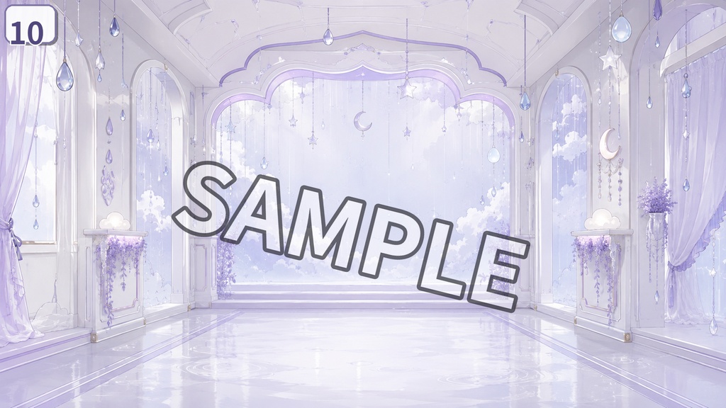 【配信背景素材】レインスリープチャーム|ゆめかわ雨音ルーム背景 12枚セット+無料1枚