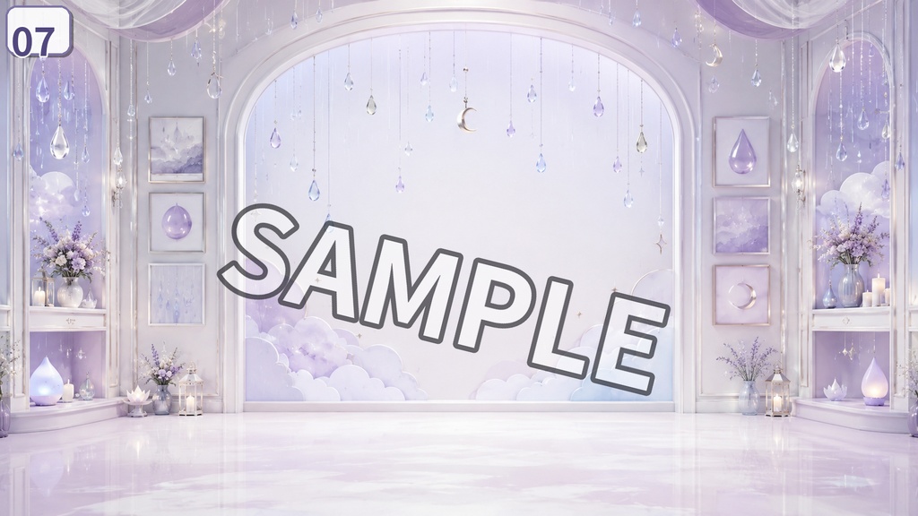 【配信背景素材】レインスリープチャーム|ゆめかわ雨音ルーム背景 12枚セット+無料1枚