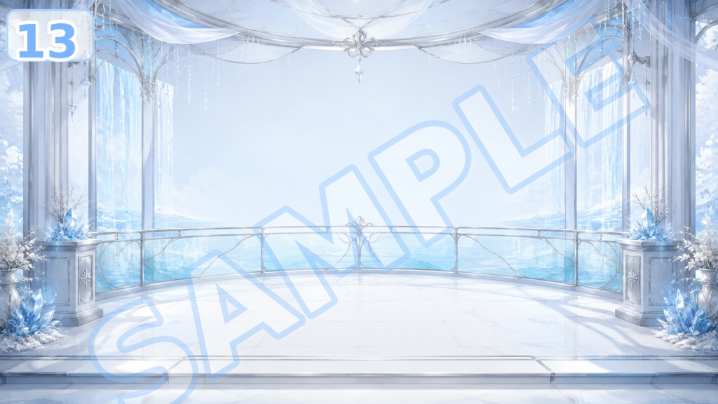 【配信背景素材】氷水槽グレイス|幻想的な氷水槽風背景 12枚+1枚無料