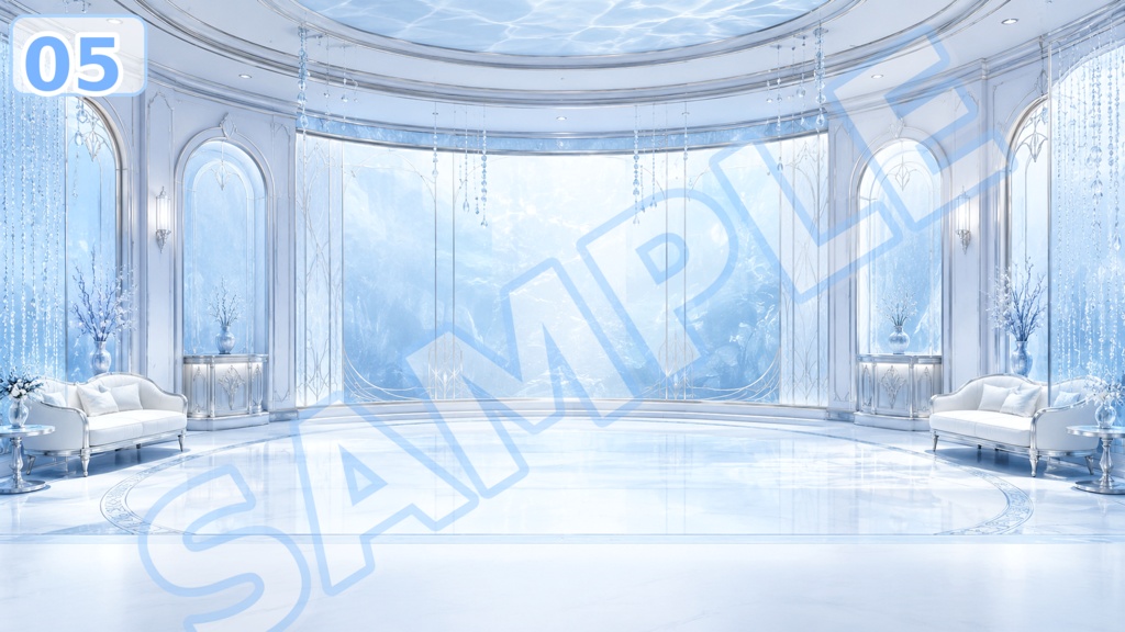 【配信背景素材】氷水槽グレイス|幻想的な氷水槽風背景 12枚+1枚無料