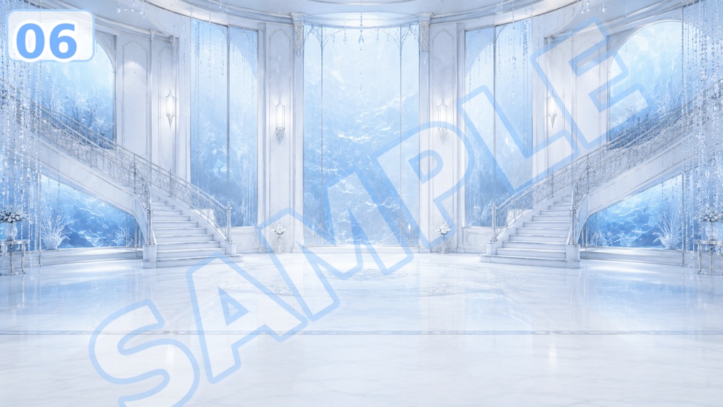 【配信背景素材】氷水槽グレイス|幻想的な氷水槽風背景 12枚+1枚無料