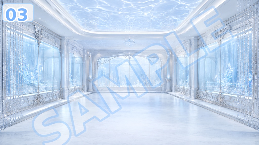 【配信背景素材】氷水槽グレイス|幻想的な氷水槽風背景 12枚+1枚無料