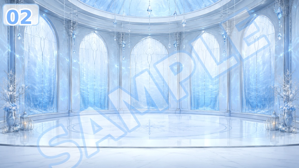 【配信背景素材】氷水槽グレイス|幻想的な氷水槽風背景 12枚+1枚無料