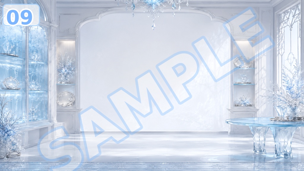 【配信背景素材】氷水槽グレイス|幻想的な氷水槽風背景 12枚+1枚無料
