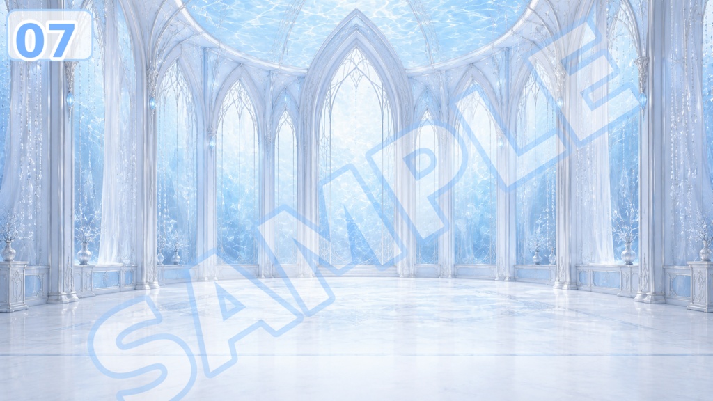 【配信背景素材】氷水槽グレイス|幻想的な氷水槽風背景 12枚+1枚無料