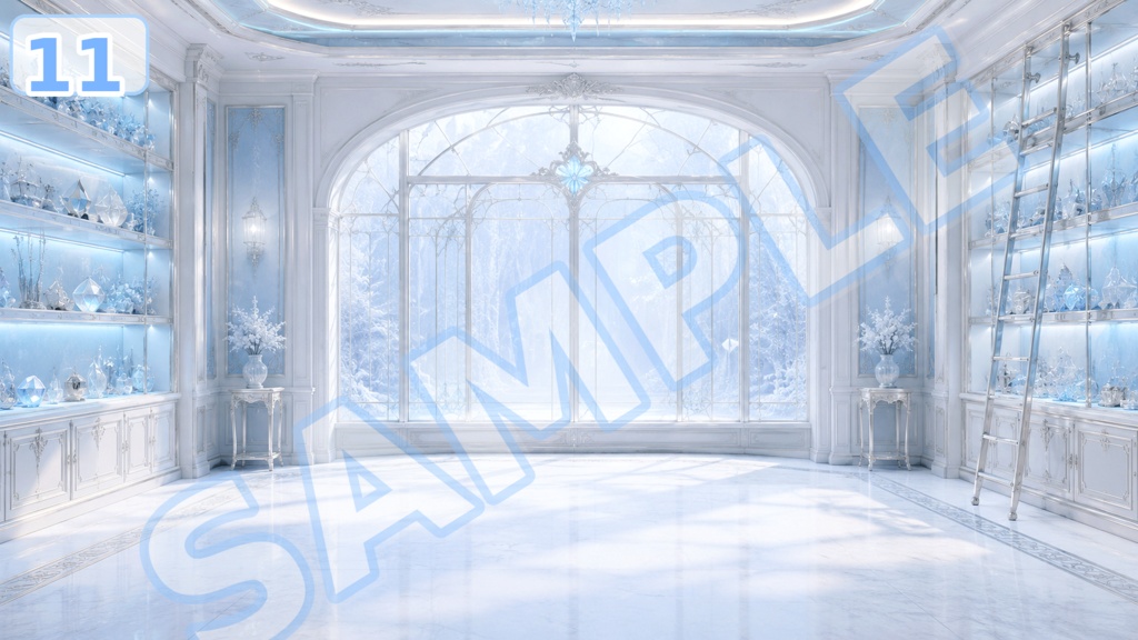 【配信背景素材】氷水槽グレイス|幻想的な氷水槽風背景 12枚+1枚無料
