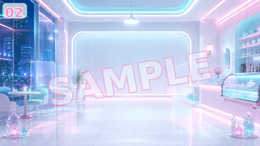 【配信背景素材】ネオンソルベ|淡ネオンがきらめく上品ポップな配信背景 12枚セット+1枚無料