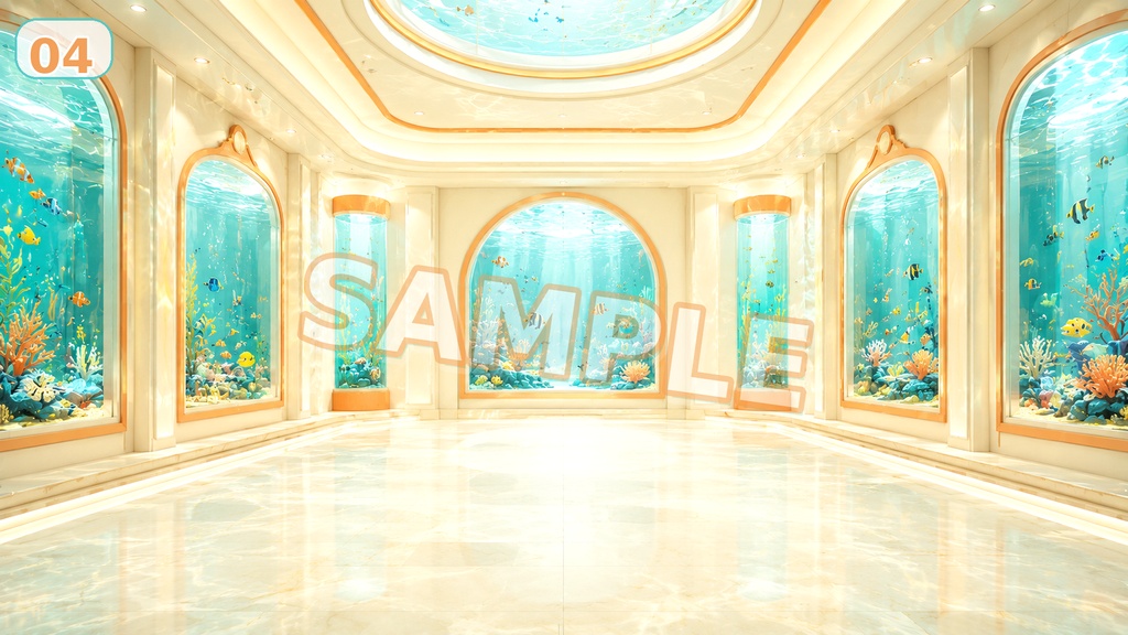 【配信背景素材】トロピカル水槽ミックス|水族館のような爽やかで上品な配信背景 12枚セット+1枚無料