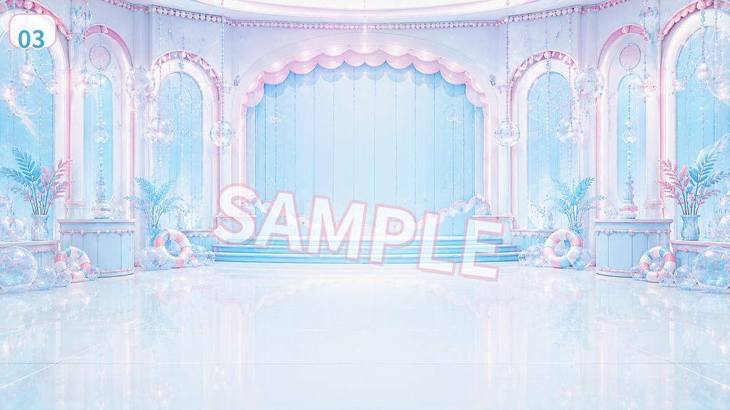 【配信背景素材】サマーフロートステージ|きらめく夏色アイドルステージ 12枚+1枚無料セット