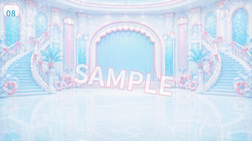 【配信背景素材】サマーフロートステージ|きらめく夏色アイドルステージ 12枚+1枚無料セット
