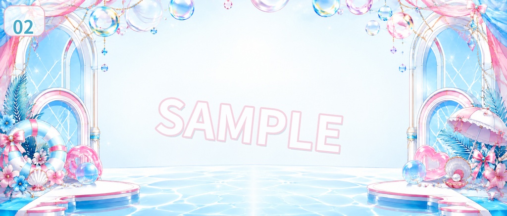 【IRIAMヘッダー素材】サマーフロートステージ|爽やかで可愛い夏アイドル風ヘッダー 5枚セット