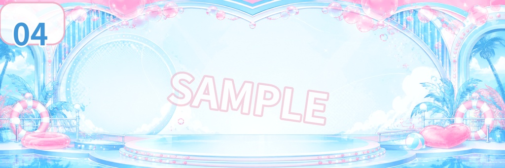 【Xヘッダー素材】サマーフロートステージ|爽やかで可愛い夏アイドル風ヘッダー 5枚セット