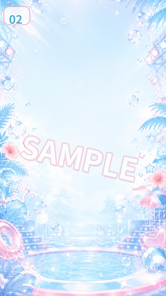 【スマホ壁紙素材】サマーフロートステージ|きらめく夏アイドル風スマホ壁紙 5枚セット