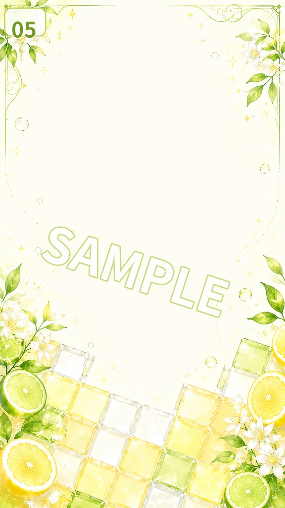【スマホ壁紙素材】シトラススパーク|爽やか上品シトラス壁紙 5枚セット