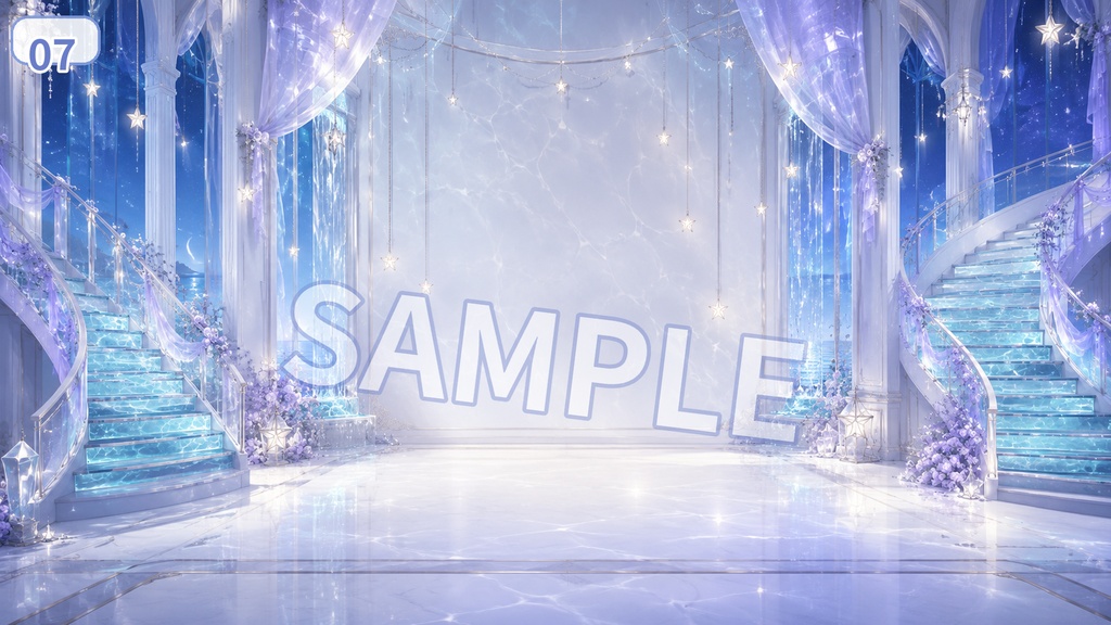 【配信背景素材】スターラグーンベッド|ゆめかわ星空ルーム 13枚セット