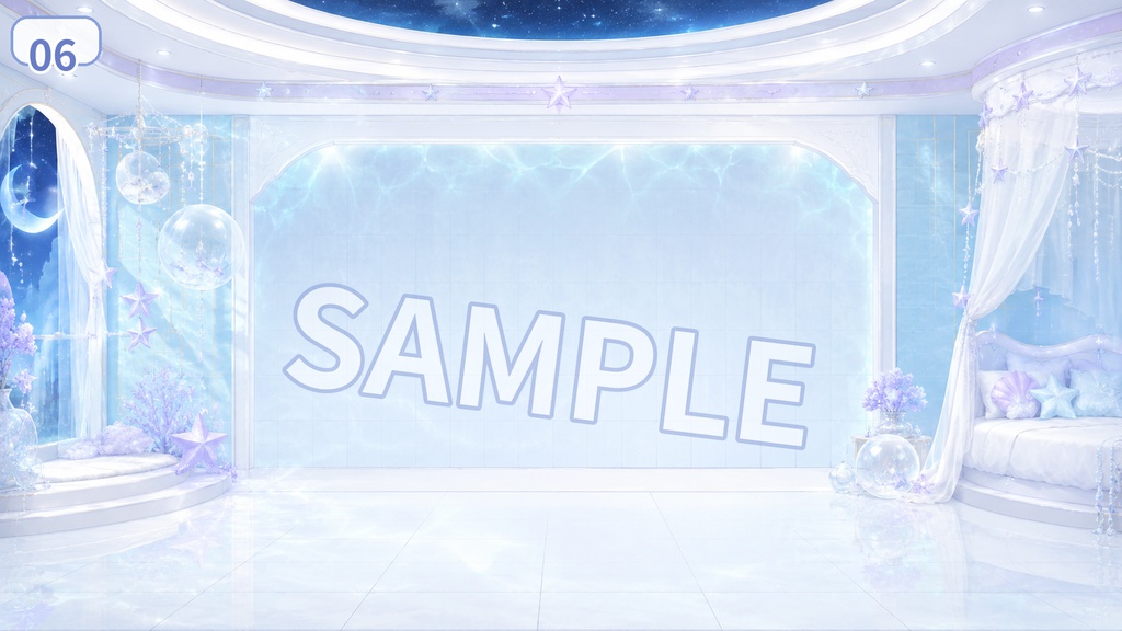 【配信背景素材】スターラグーンベッド|ゆめかわ星空ルーム 13枚セット