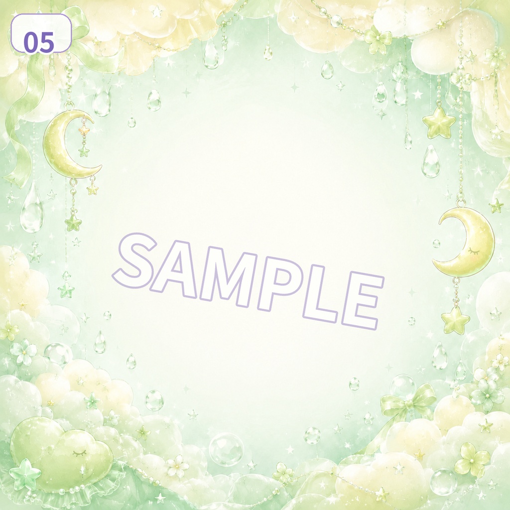 【アイコン背景素材】レインスリープチャーム|雨粒と月のゆめかわ背景 6色セット【無料配布】