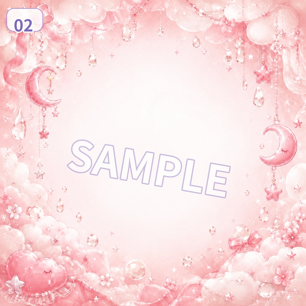 【アイコン背景素材】レインスリープチャーム|雨粒と月のゆめかわ背景 6色セット【無料配布】