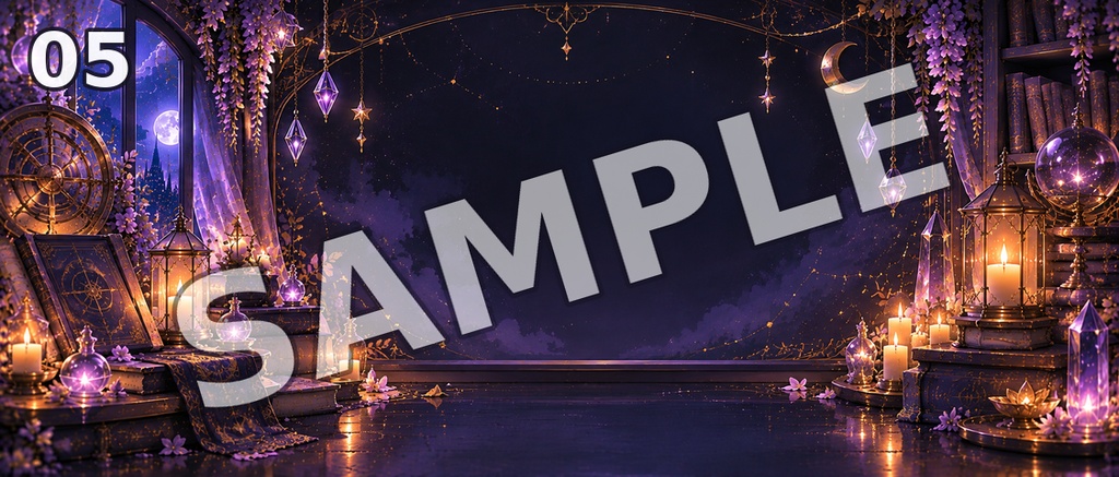 【IRIAMヘッダー素材】魔女の夜更かしルーム