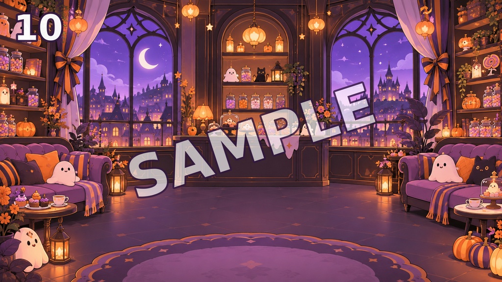 【配信背景素材】ゴーストキャンディカフェ