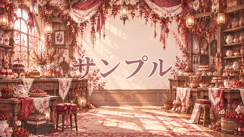 【配信背景素材】オータムベリータペストリー|秋色ベリー×アンティーク|12枚セット