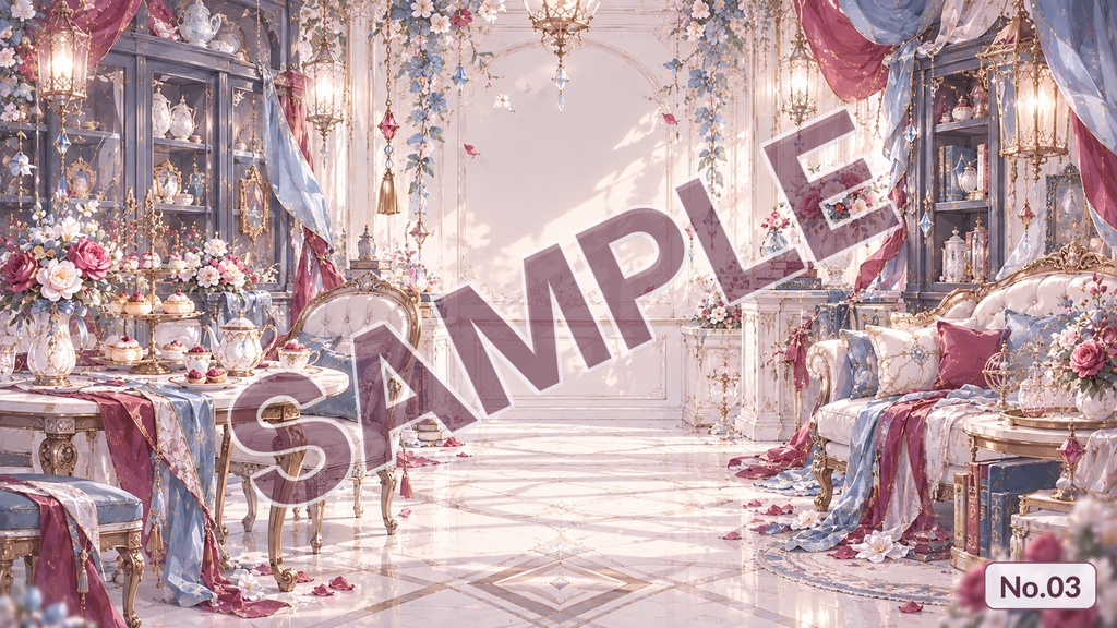 【配信背景】シルクスカーフノート|くすみブルー×ワインの上品な背景【単品・12枚セット・応援版/EdelWeiss】