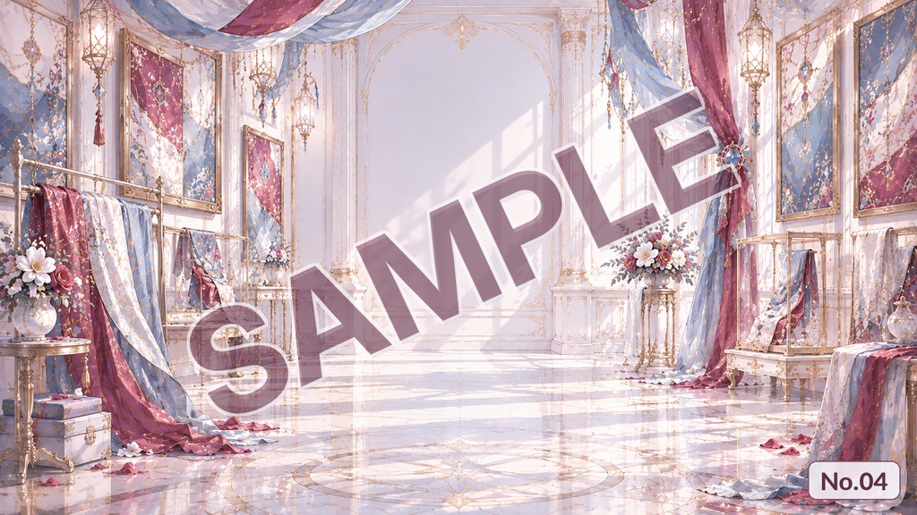 【配信背景】シルクスカーフノート|くすみブルー×ワインの上品な背景【単品・12枚セット・応援版/EdelWeiss】