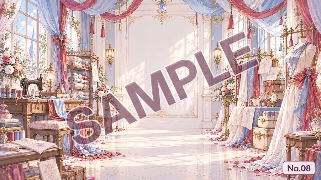 【配信背景】シルクスカーフノート|くすみブルー×ワインの上品な背景【単品・12枚セット・応援版/EdelWeiss】