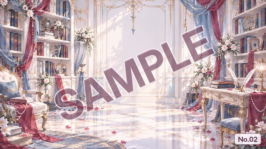 【配信背景】シルクスカーフノート|くすみブルー×ワインの上品な背景【単品・12枚セット・応援版/EdelWeiss】