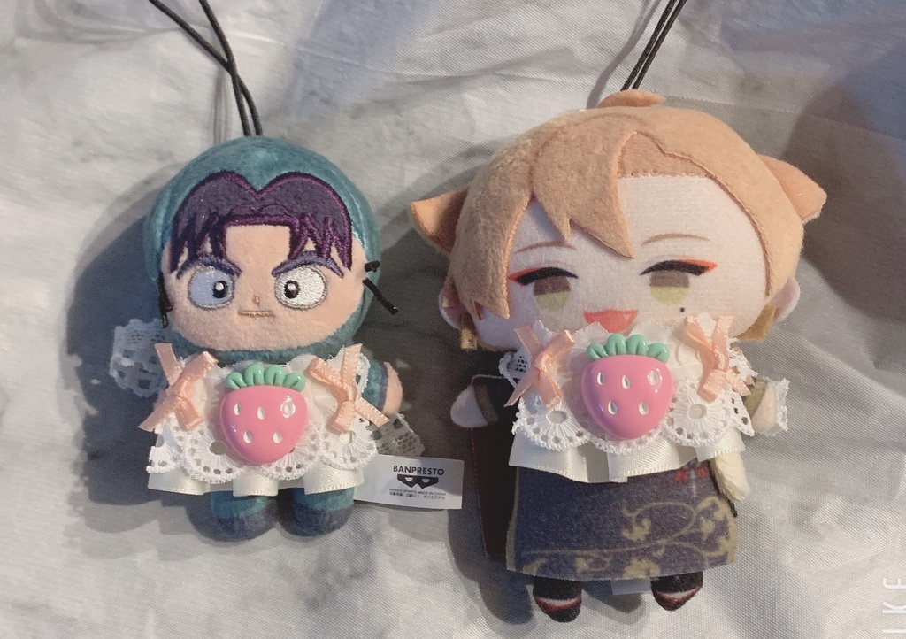 ほわぬい用 スタイ 前掛け いちご リボン 2点セット