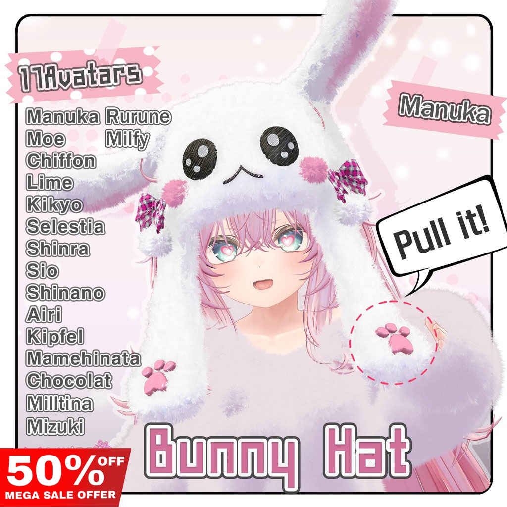 🎁10K Follower Sale ~10/25🎁✨Animation✨【♥Bunny Hat♥】 【18 Avatars】