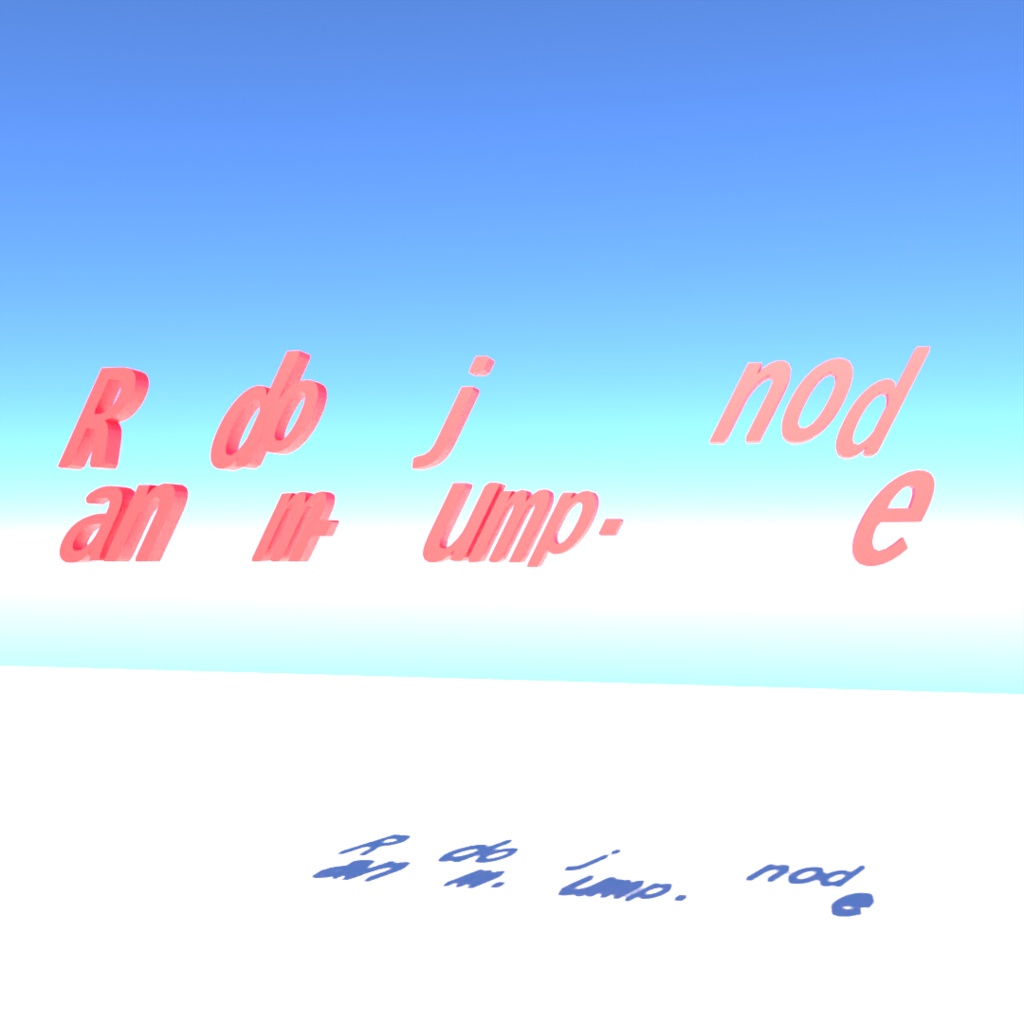 blender「Random jump node」3D空間で扱える文字に関するgeometry nodeその7